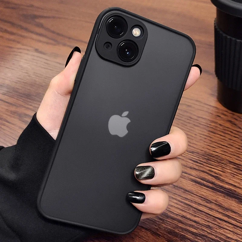 iPhone 13 mini: Luxuriöse, stoßfeste, matte, harte PC-Handyhülle -Stoßstange, transparente Abdeckung