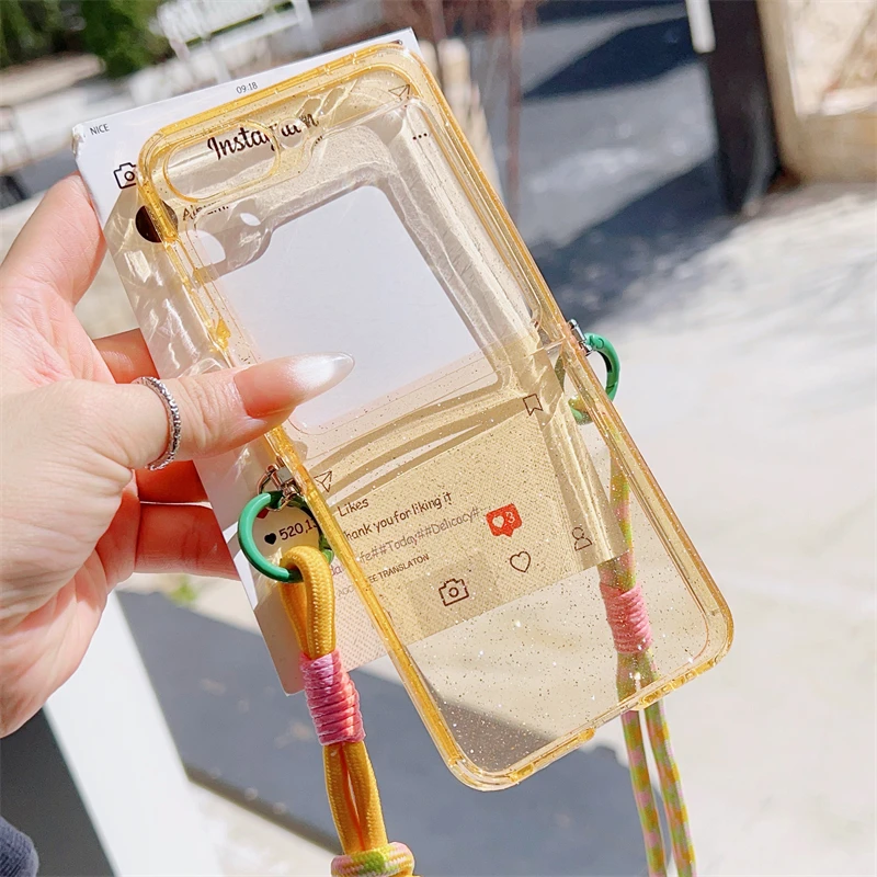 Flip6 Flip7 Flip5 Handyhülle Crossbody Lanyard Glitzer Candy Color Fold stoßfeste Abdeckung – Bild 5