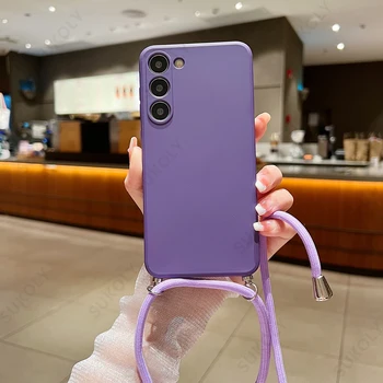 Galaxy S25+: Crossbody-Hülle mit Trageband, weiche Schutzhülle, Flüssigsilikonhülle