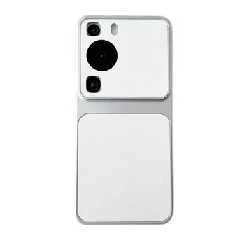 Huawei P60 Pro: Hochwertige Kunstleder-Handyhülle P60Pro Luxuriöse Lychee-Leder-Optik Silikon Stoßfeste Rückabdeckung