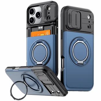 IPhone 13 Pro Max: Luxus-Brieftaschenhülle Stoßfeste Panzerhülle mit Kartenfach und Ständer