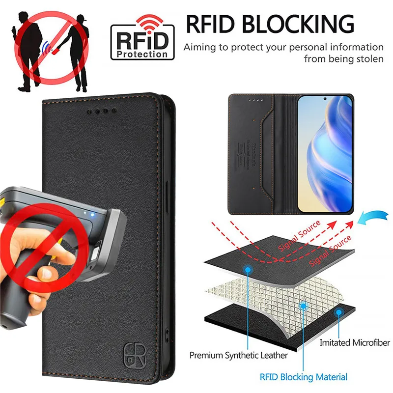 Luxus Anti-diebstahl Brieftasche Flip-Cover Telefon Fall 10T 10R 10 9 Pro 9R 8T Leder Fällen Tasche Coque – Bild 6