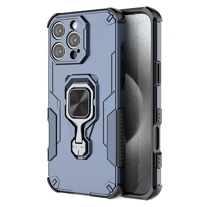 iPhone 16e: Stoßfest Harte Rüstung Abdeckung Fall Auto Magnetische Halter Ring stehen Silikon Schutz Coque