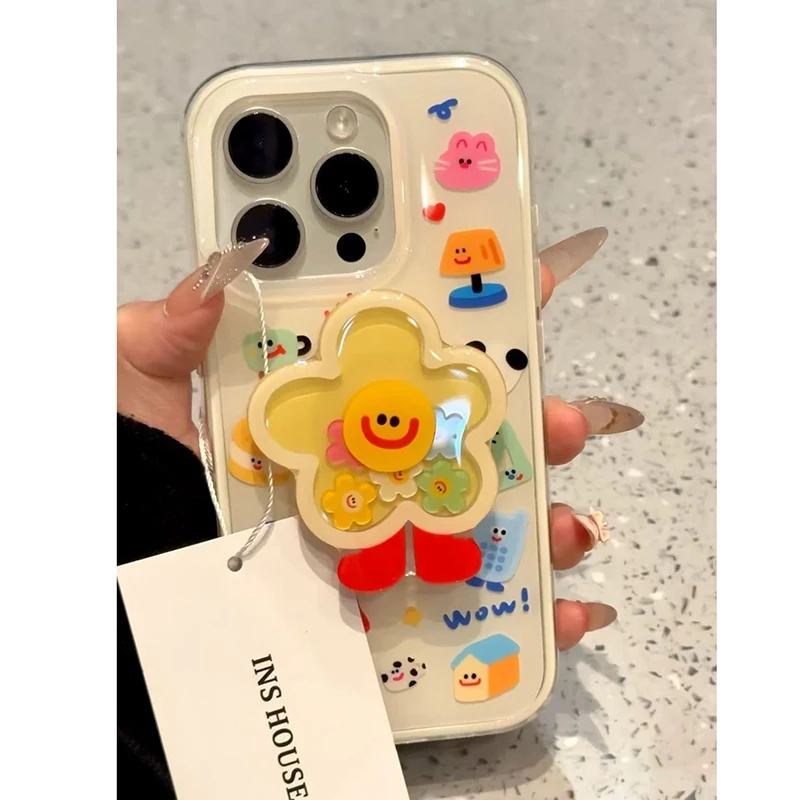 Cartoon Shakeable Grip Tok Halter Weiß Acryl Harte Telefon Fall – Bild 4