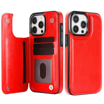 iPhone 16 Pro: Flip-Handyhülle aus PU-Leder Brieftaschenhülle mit Kartenhalter Stoßfeste Abdeckung