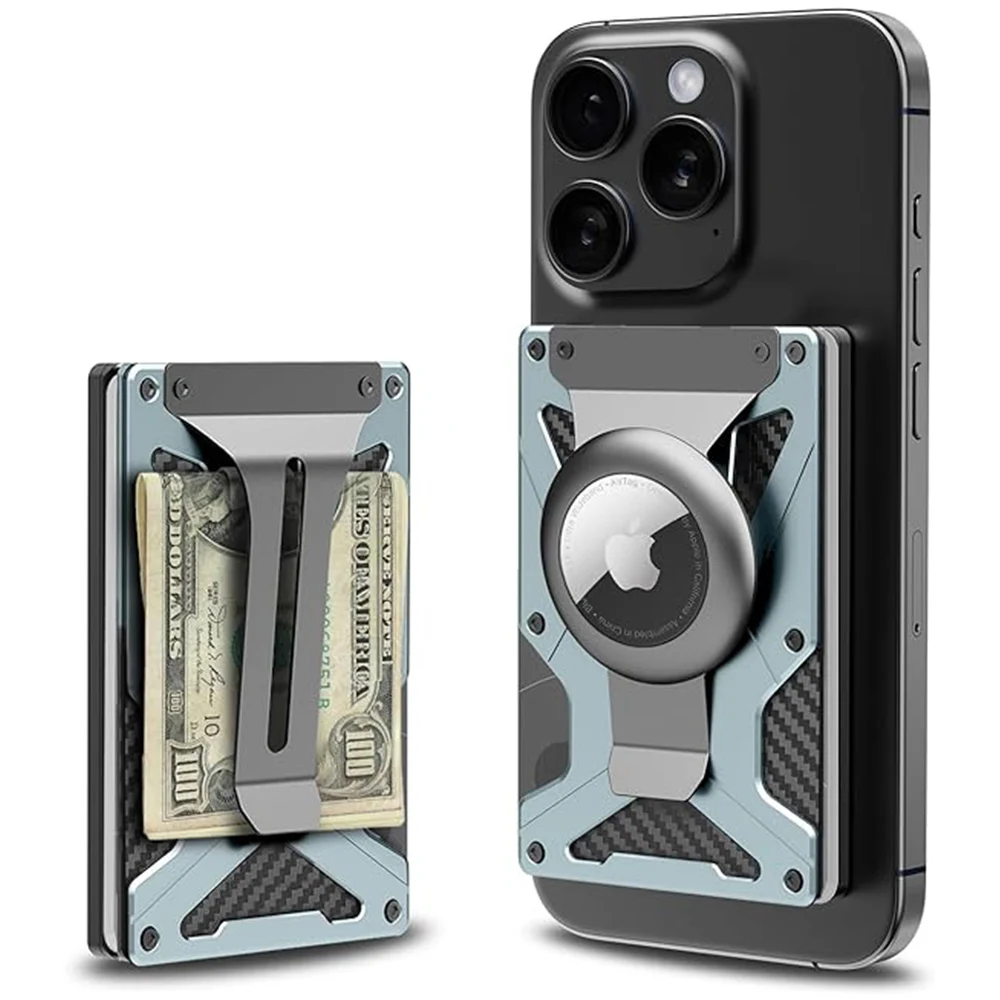 Mag Safe Wallet Geldscheinklammer, Air-Tag-Halter und Geldklammer, [Mit 1 Magnetfolien], für magnetische und nicht – Bild 5
