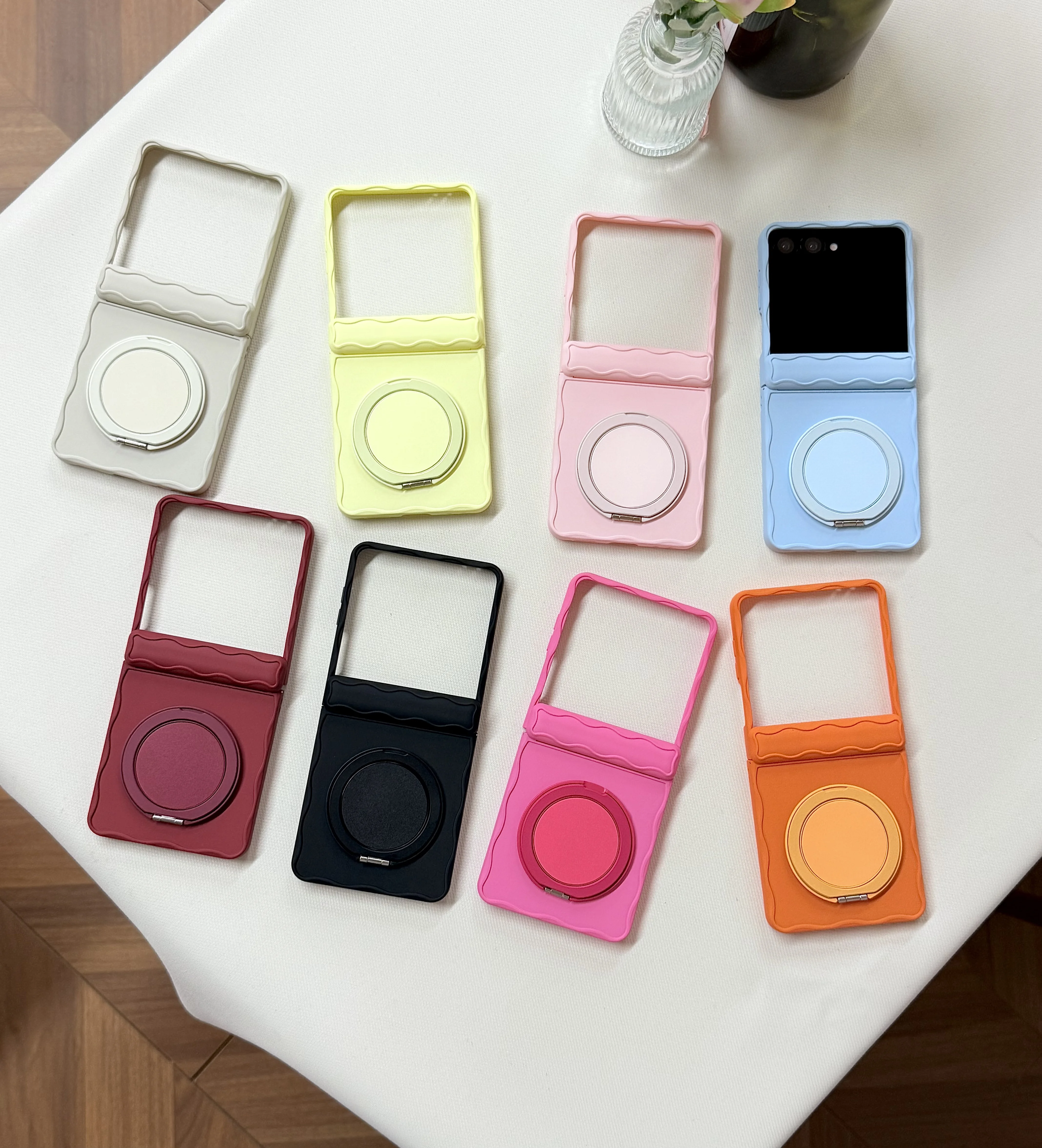 Wellenförmige Silikon-Handyhülle mit Matt-Finish und Halterung, Candy-Farben, stoßfeste magnetische Rückseite – Bild 6