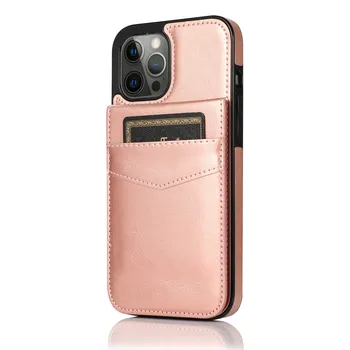 iPhone 14: Flip-Lederhülle Brieftaschenhülle mit Kreditkartenhalter und Ständer
