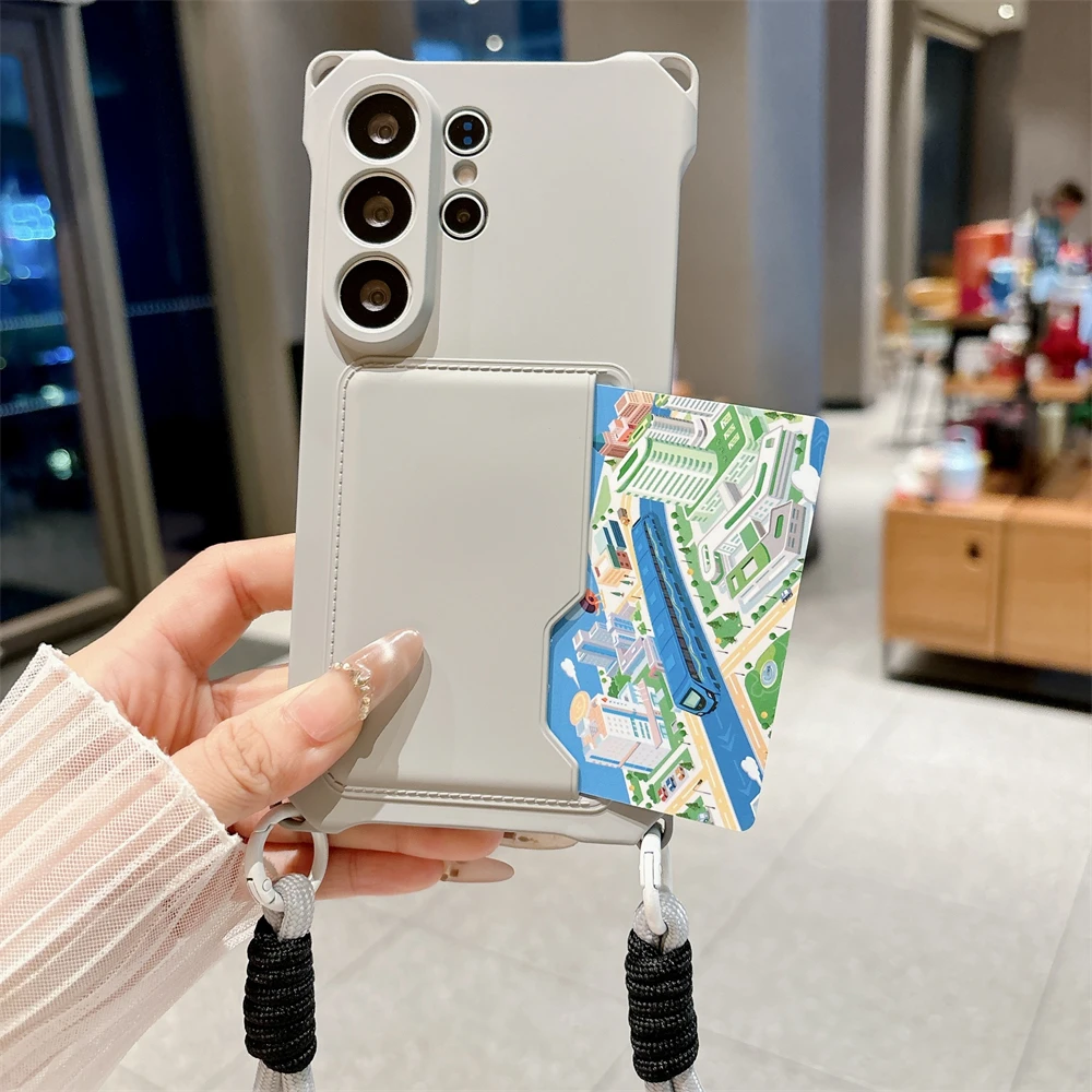 Geflochtene Crossbody-Trageriemen-Handyhülle mit Kartenfach und Silikonhülle – Bild 3