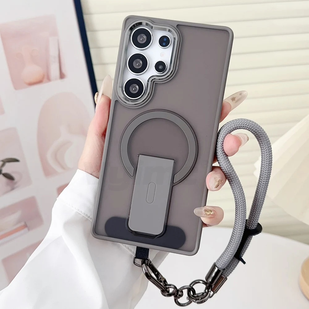 Luxus Lanyard Magnetische Klapp Ständer Telefon Fall Rand FE Für Magsafe Drahtlose Lade kappen – Bild 2