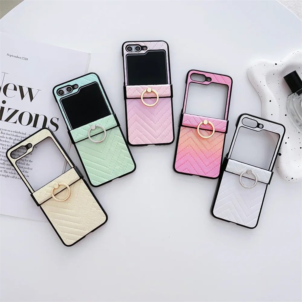 Ring Halter Fall Luxus Gradienten PU Leder Telefon Abdeckung Flip5 – Bild 6