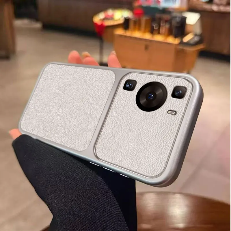 Hochwertige Kunstleder-Handyhülle P60Pro Luxuriöse Lychee-Leder-Optik Silikon Stoßfeste Rückabdeckung – Bild 5