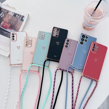 Galaxy S21+: Liebe Herz Crossbody Lanyard Strap Telefon Fall Abdeckung