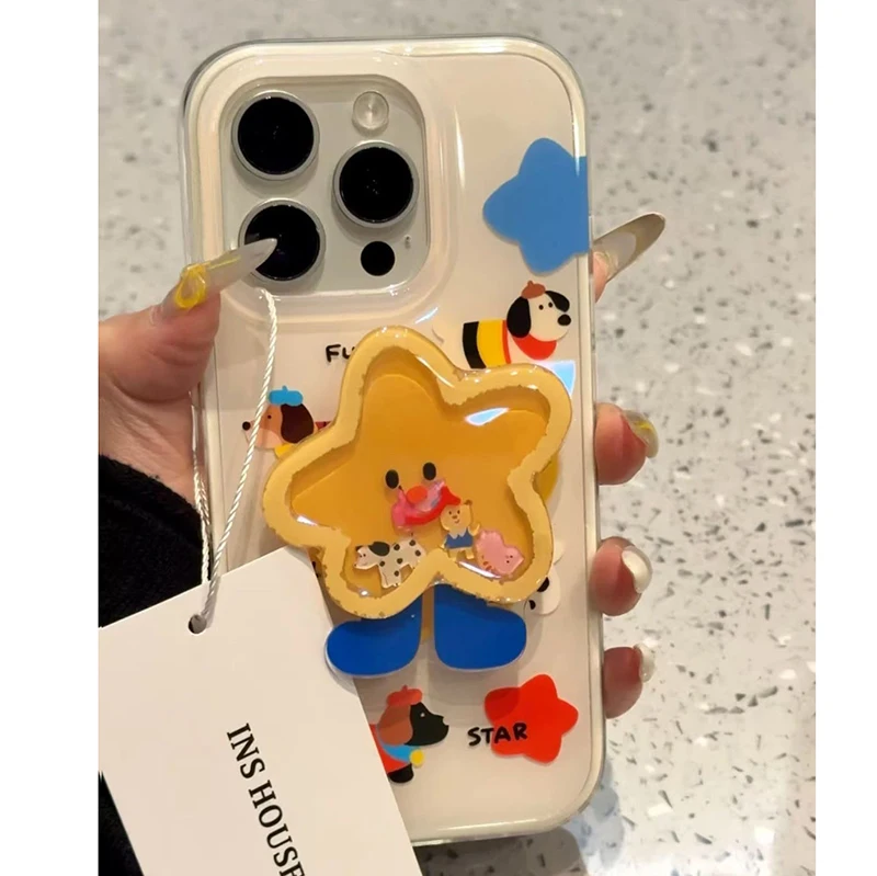 Cartoon Shakeable Grip Tok Halter Weiß Acryl Harte Telefon Fall – Bild 6