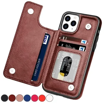 IPhone 16: Brieftasche Doppelknopf mit Kartensteckplatz Ständer Flip Ledertasche