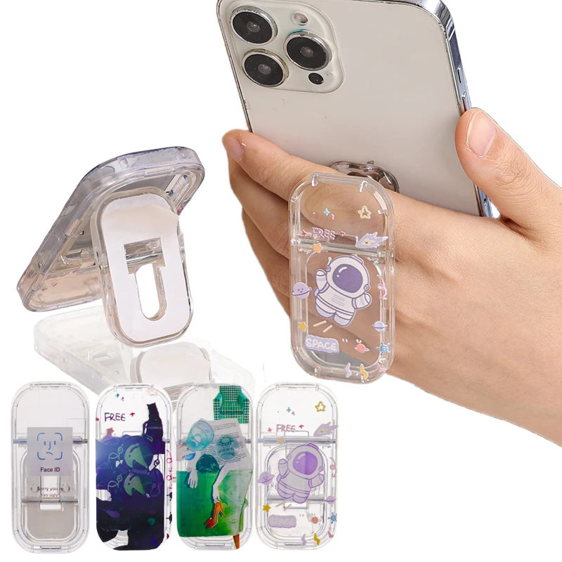 Acryl-Telefonringhalter, Fingerständer, einziehbarer Handy-Griff, faltbarer Ständer für iPhone, Samsung, Smartphones