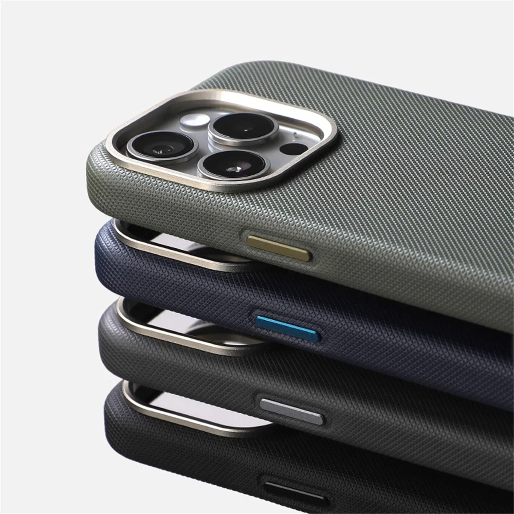 iPhone 13: Luxus Legierung Objektiv Rahmen Partikel PU Leder Magnetische Fall Für Magsafe Drahtlose Lade Abdeckung