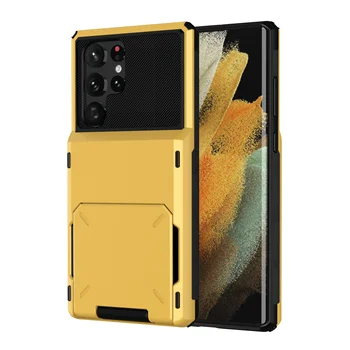 Galaxy S23 Ultra: Brieftasche Fall Flip-Cover Karte Halter Tasche Dual Layer Schutzhülle Ganzkörper harte Stoßstange