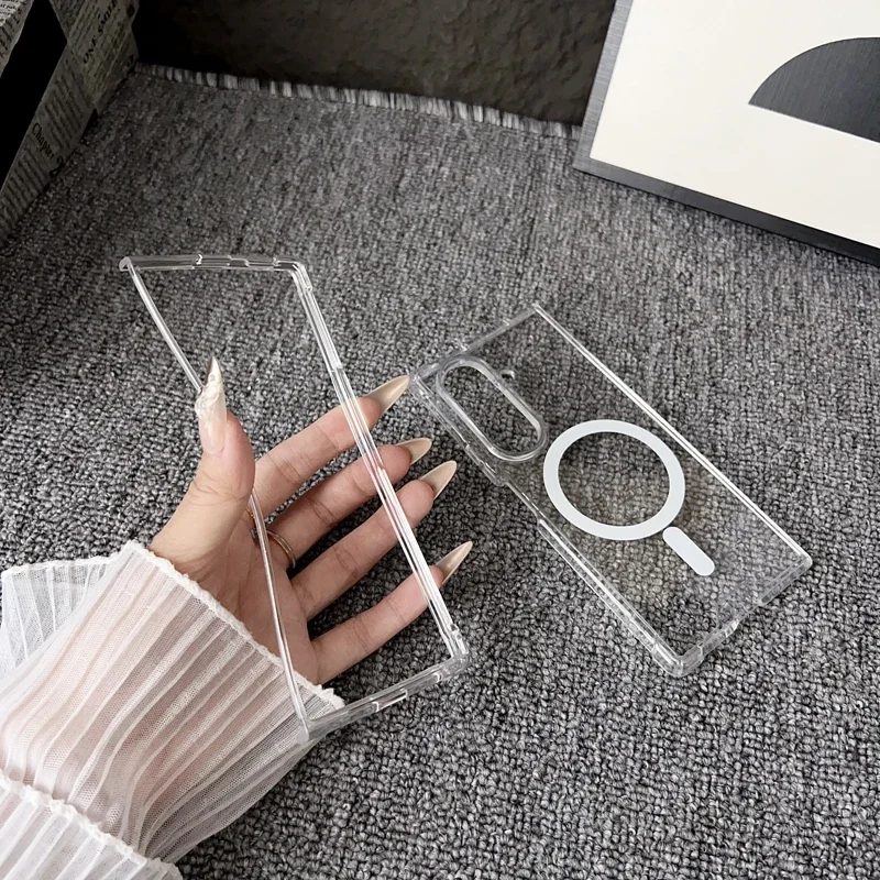 Für Magsafe Hülle Fold7 Fold6 Fold5 Fold4 Magnetisches kabelloses Laden stoßfeste klare Rückseite – Bild 3