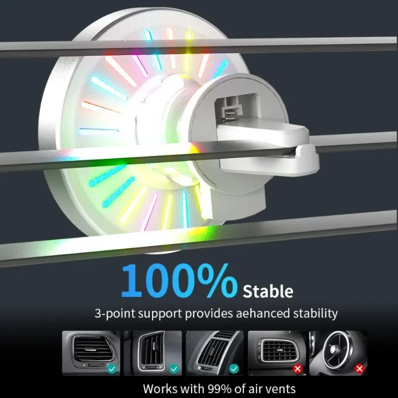 RGB Licht Auto Magnetische Drahtlose Ladegerät Telefon Halter Air Vent Stehen Für Magsafe iPhone 16 15 14 13 12 Pro max – Bild 5