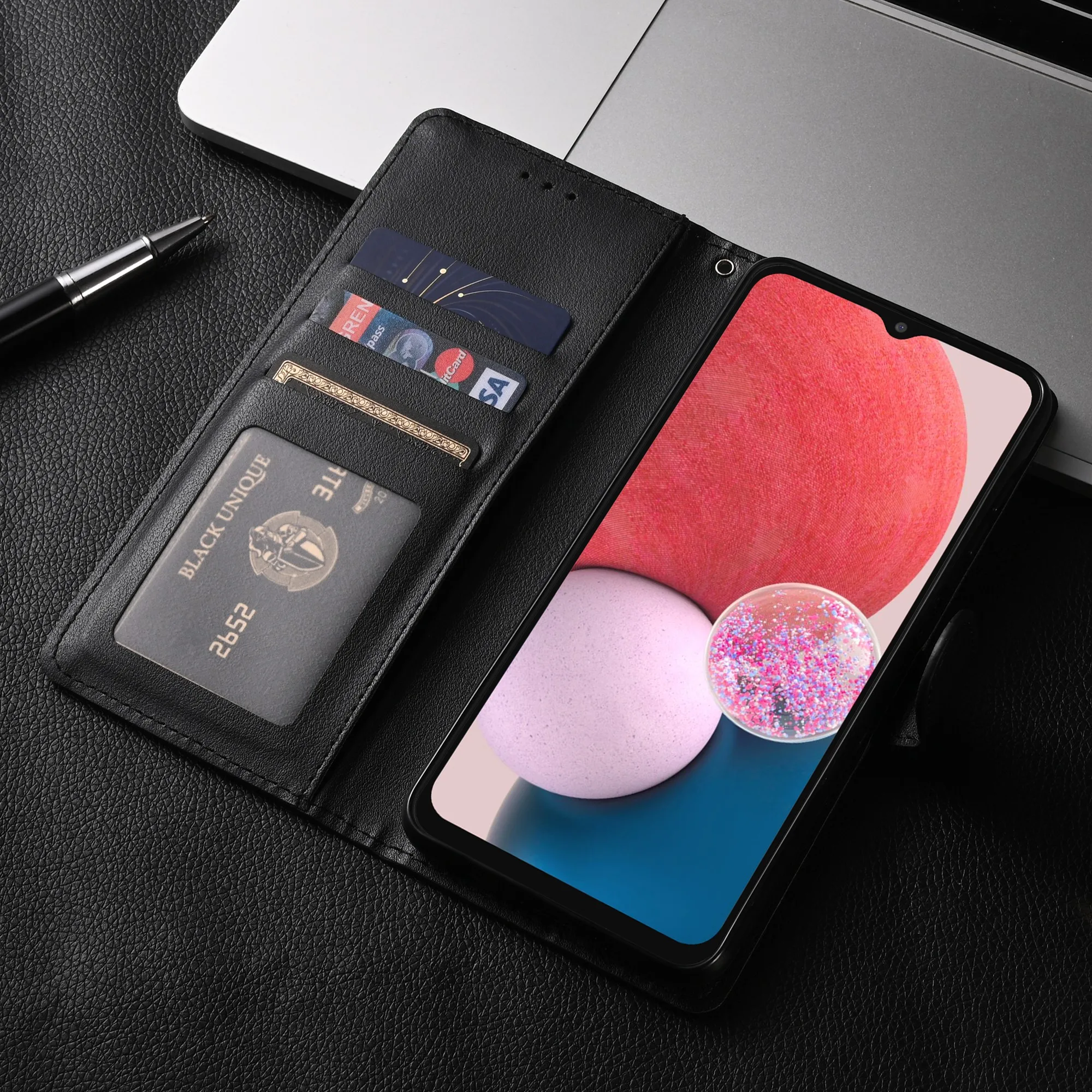 Ledertasche e Funda Flip Wallet Cover Book Case – Bild 3