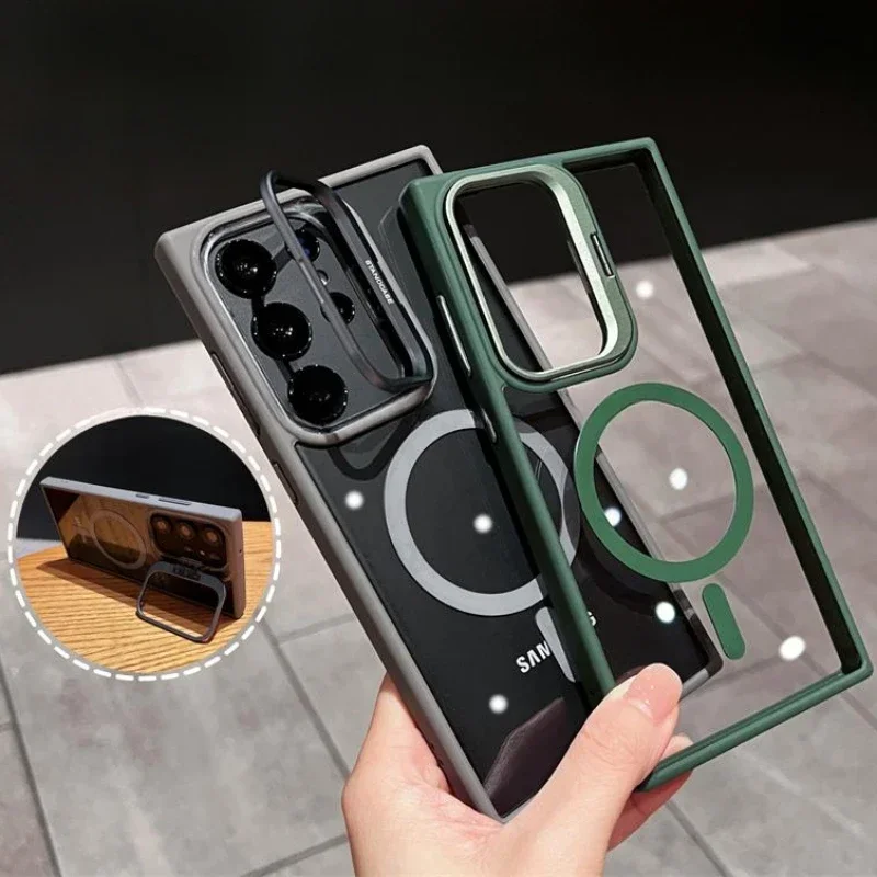 Für Magsafe Versteckter Halter Transparente Hülle Stoßfeste Magnetische Kabellose Ladehülle – Bild 2