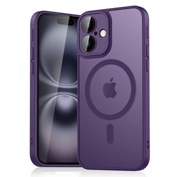 iPhone 16: Luxuriöse magnetische matte durchscheinende Rüstung stoßfeste Hülle, für Magsafe Wireless Charge Cover