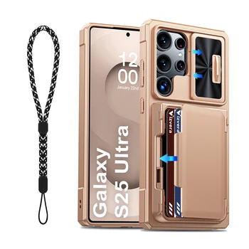 Galaxy S25 Ultra: Hülle – Ganzkörperschutz mit Kartenhalter (4 Karten), Kamerabdeckung und Ständer für Damen und Herren