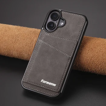 iPhone 15 Pro: Flip-Ledertasche, integrierte magnetische Brieftasche, Kartenhalter-Abdeckung