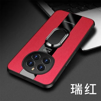 Honor Magic7 Pro: Luxus Plexiglas Leder Telefon Fall Magnetische Ring Halter Stoßfest Abdeckung Für Magic 7 Lite 6 lite 5G