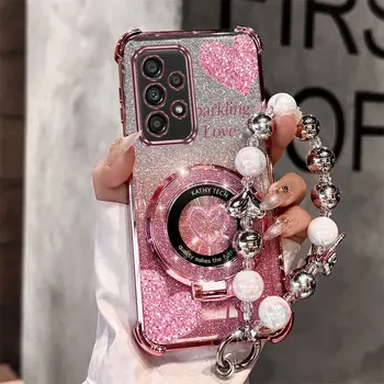 Galaxy A16: Strap Glitter Schöne Liebe Telefon Halter Fall