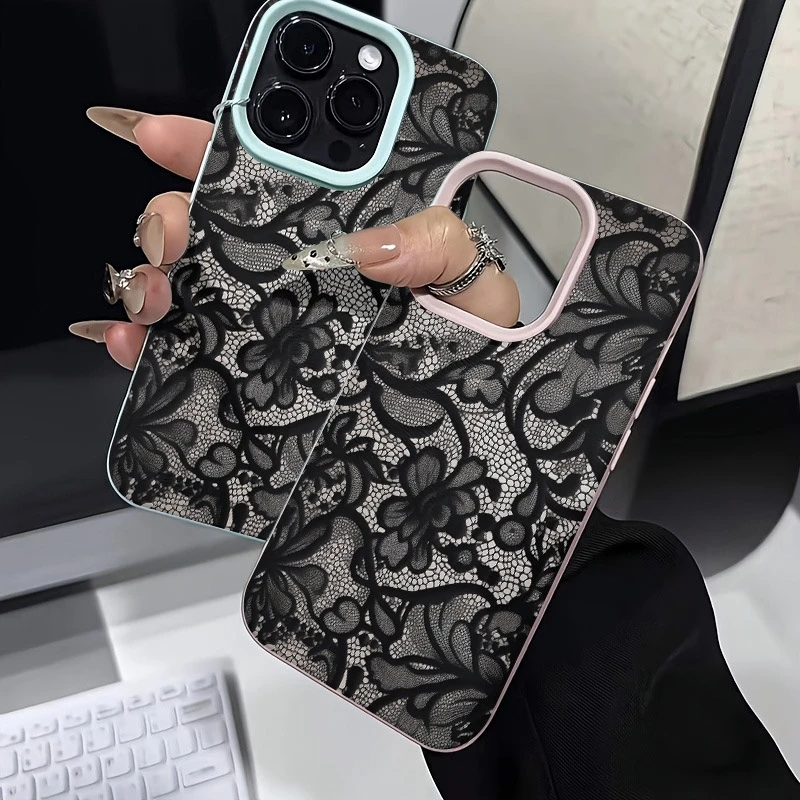 Sexy Spitze Muster Telefon Fall 17Air 16 15 14 Plus 13 12 11 17 Pro max 16 Plus Silikon Stoßstange Abdeckung Fall Funda – Bild 3