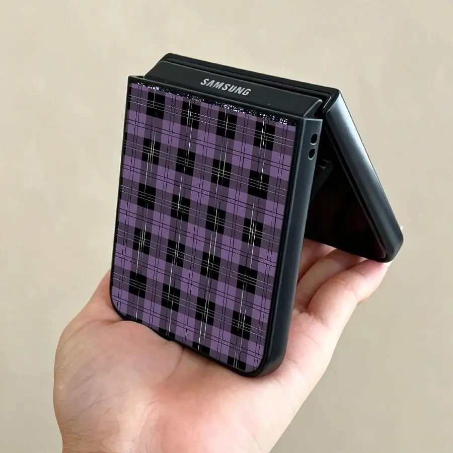 Handyhülle Funda Case Flip6 Flip3 Flip5 Flip4 Flip7 Kariert Spitze Blumenmuster – Bild 6