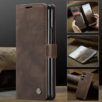 Galaxy Z Fold4: 2025 Flip-Hülle Leder-Kartenetui Buchhülle Hülle Fold 6 5 4 Magnet-Capa