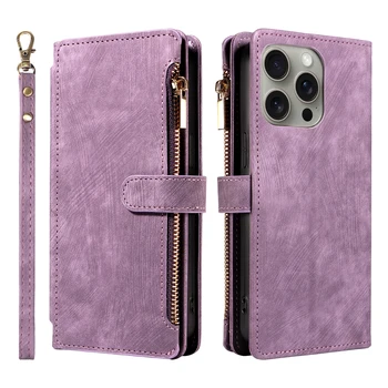Reißverschluss Magnetische Flip PU Leder Handyhülle Diebstahl- und Anti-Fall-Brieftaschen-Abdeckung