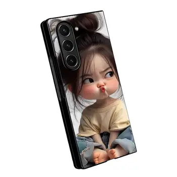 Galaxy Z Fold6: Rückseite Handyhülle 6 5 4 3 Cartoon Girl Muster