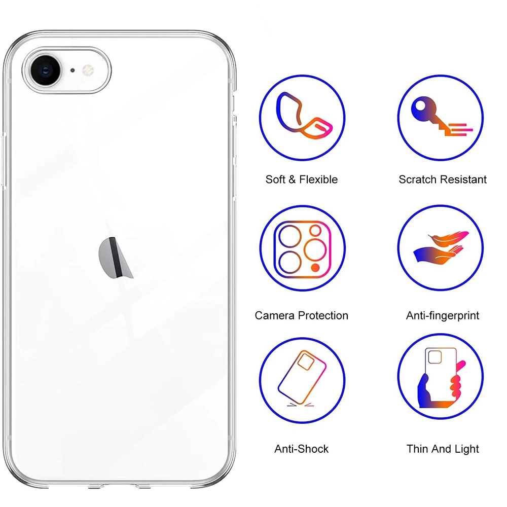 Hochwertige klare Silikon weiche Hülle universal ultra dünne Rückseite Hülle für iphone se2 se3 – Bild 2