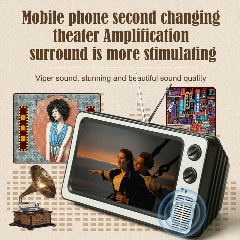 12-Zoll-Telefon-Bildschirmlupe, vergrößert, erweiterter Ständer, Telefonhalter, HD-Videoverstärker, Augenschutz, Retro-TV-Box für iPhone – Bild 2