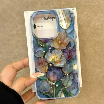 Redmi Note 13 5G: ﻿ ﻿ 15pro+ 14C 15C 13C Handyhülle Ästhetische Vintage Lila Blumen Nelken Hartschale