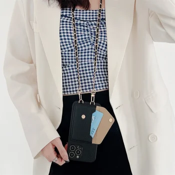 iPhone 16 Plus: Handgelenkband Crossbody Brieftasche Handyhülle Kartenhalter Kettenriemen Tasche Abdeckung