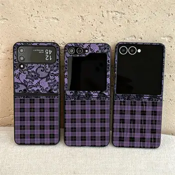 Galaxy Z Flip4: Handyhülle Funda Case Flip6 Flip3 Flip5 Flip4 Flip7 Kariert Spitze Blumenmuster