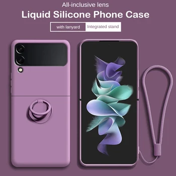 Galaxy Z Flip5: Luxuriöse Flüssigsilikon-Ringhalterung mit magnetischer Halterung Flip8 Flip7 5G Handyhülle