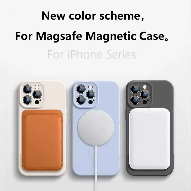Magnetische Luxus-Wireless-Ladehülle für MagSafe-Handyhüllen Flüssigsilikon-hülle – Bild 3