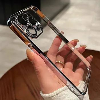 IPhone 14 Pro Max: Luxuriöse, transparente Silikon-Handyhülle, Objektivschutzhülle, Rückseite
