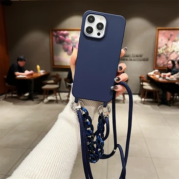 iPhone 13: Luxus-Crossbody-Lanyard-Seilband-Telefonhülle, Acrylkette, Silikon-Softcover