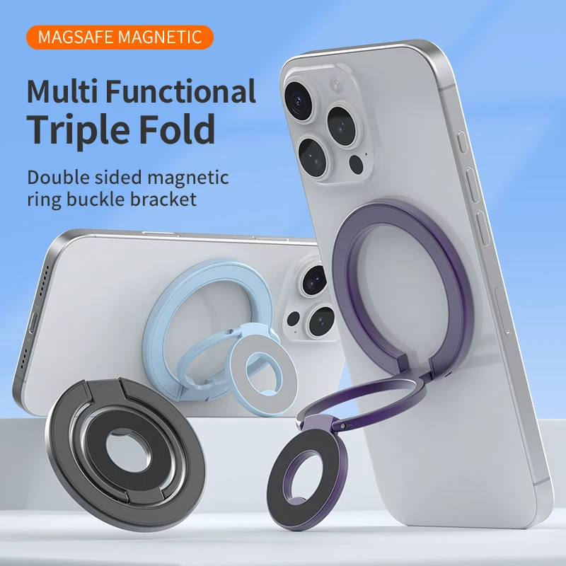 Für MagSafe Doppelseitige Magnetische Telefon Ring Halter Tragbare Falten Handy Ständer Zubehör Grip Halterung Unterstützung Für iPhone