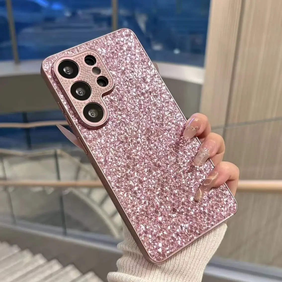 Galaxy S23 Ultra: Glitzernde Diamant-Kamera-Handyhülle mit Pailletten Cover