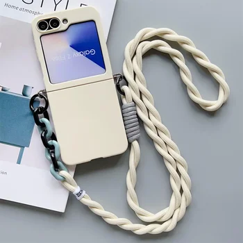 Galaxy Z Flip4: Candy Solid Schutzhülle mit Umhängeband, schlanke Handyhülle Flip6 Flip7, niedliche Hülle
