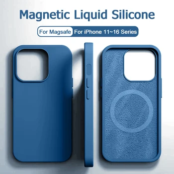 IPhone 15 Pro: Magnetische flüssige Silikon stoßfeste Hülle für Magsafe Wireless Charge Cover