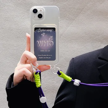 iPhone 16: Lanyard-Riemen Crossbody-Handyhülle Kartenfach Brieftaschenhülle Fundas